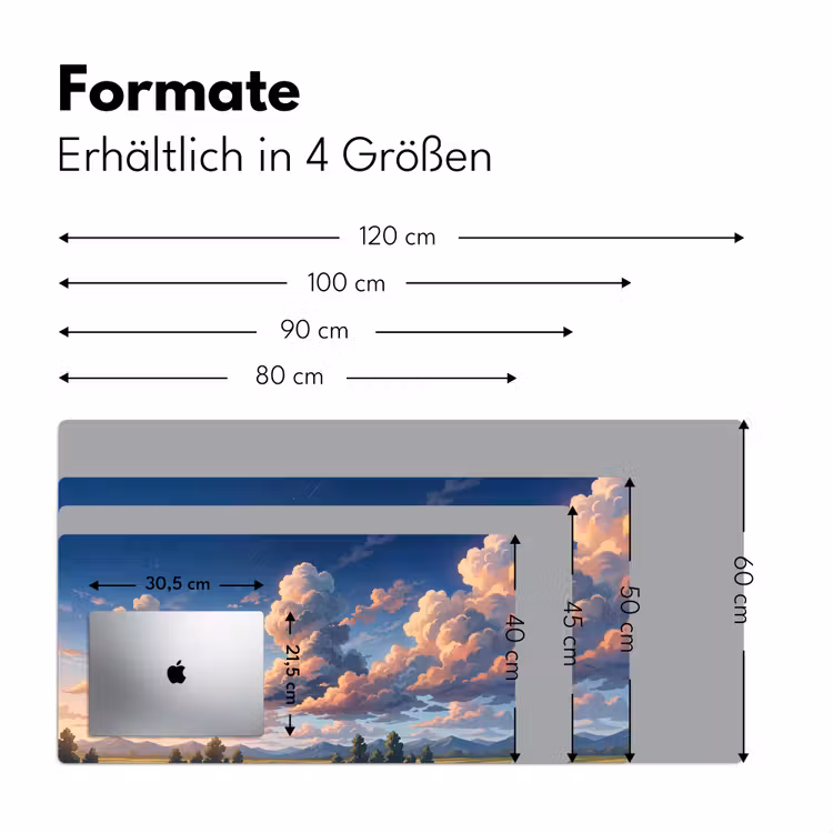 Wolken - Daghemel - Natuur - Illustratie - Oranje Muismat XXL klein -ysfeer5_duits