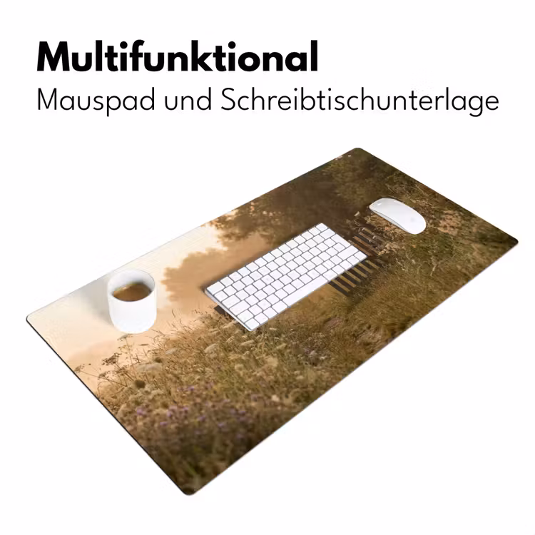 Hek - Natuur - Mist - Veld Muismat XXL klein -ysfeer4_duits