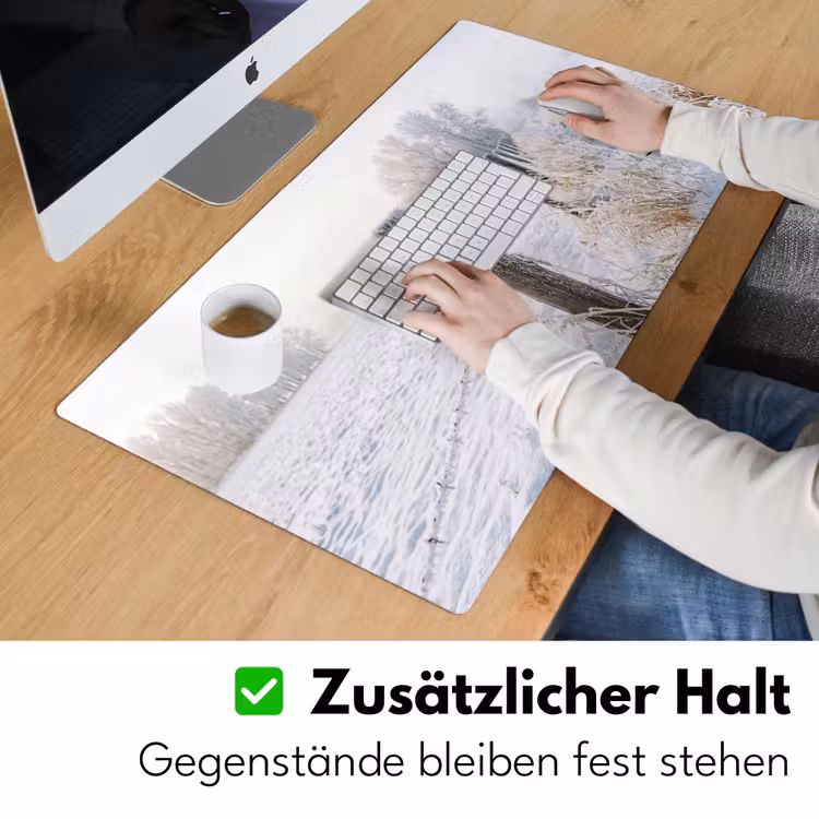Hek - Sneeuw - Mist - Platteland - Nostalgisch Muismat XXL klein -ysfeer3_duits