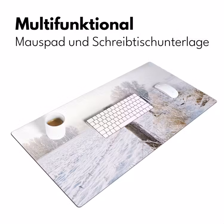 Hek - Sneeuw - Mist - Platteland - Nostalgisch Muismat XXL klein -ysfeer4_duits