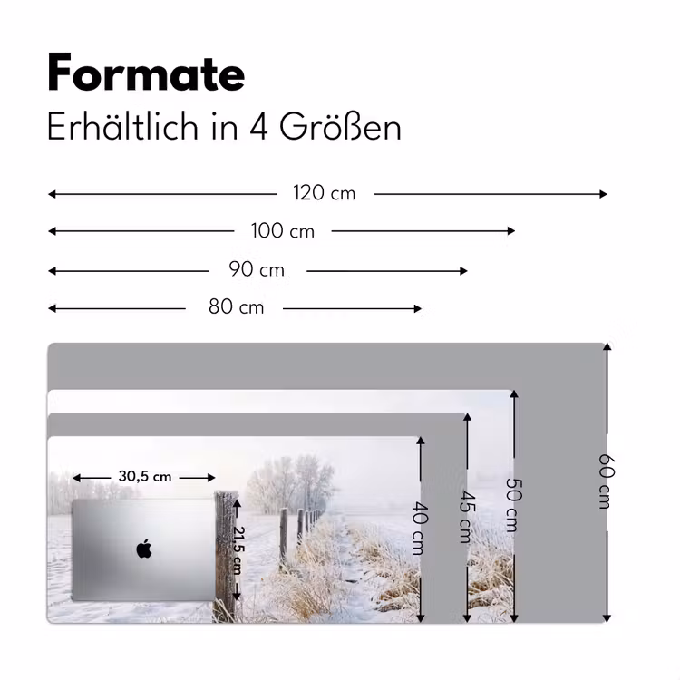 Hek - Sneeuw - Mist - Platteland - Nostalgisch Muismat XXL klein -ysfeer5_duits