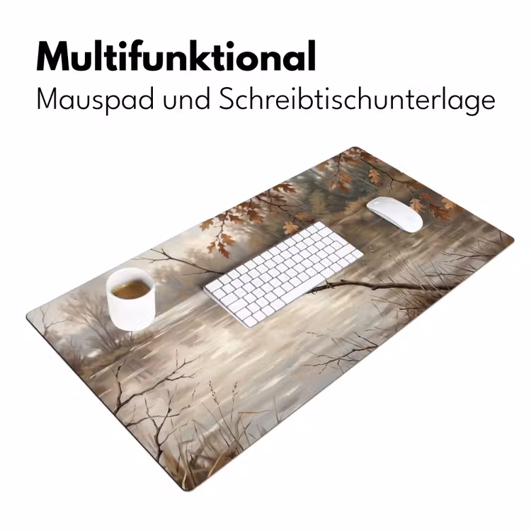 Winterkoninkje - Tak - Rivier - Natuur - Sfeervol Muismat XXL klein -ysfeer4_duits