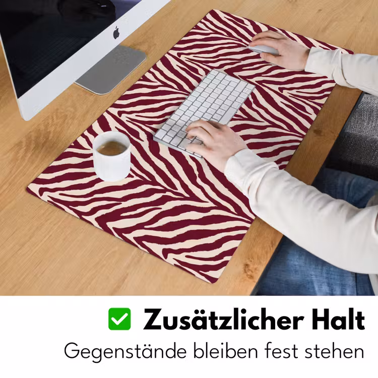 Zebra - Motief - Bordeaux - Rood Muismat XXL klein 681 -ysfeer3_duits