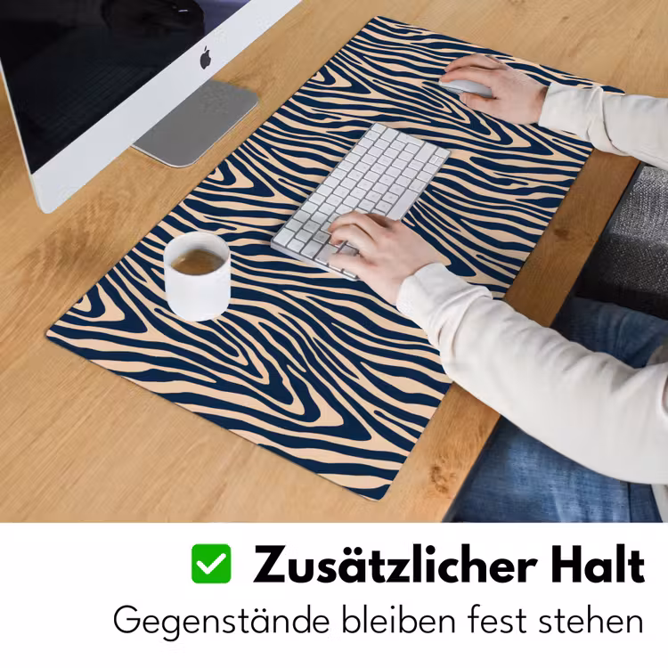 Zebra - Patroon - Blauw - Beige Muismat XXL klein 681 -ysfeer3_duits