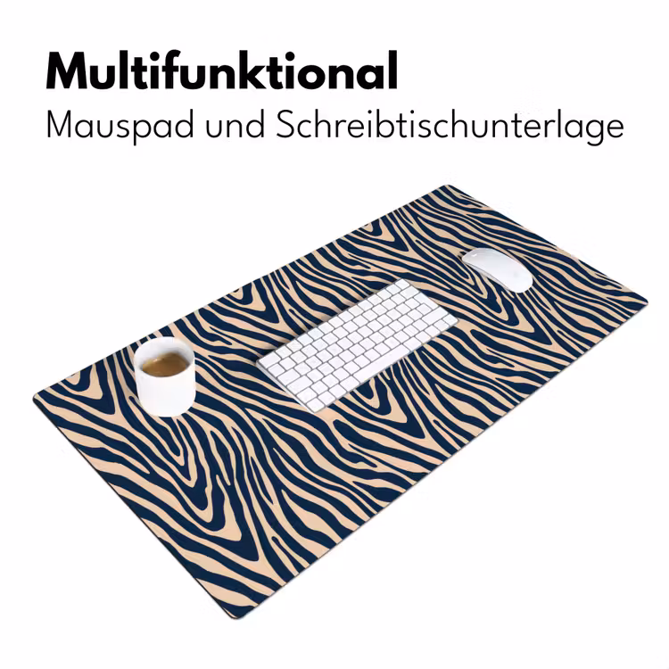 Zebra - Patroon - Blauw - Beige Muismat XXL klein 681 -ysfeer4_duits