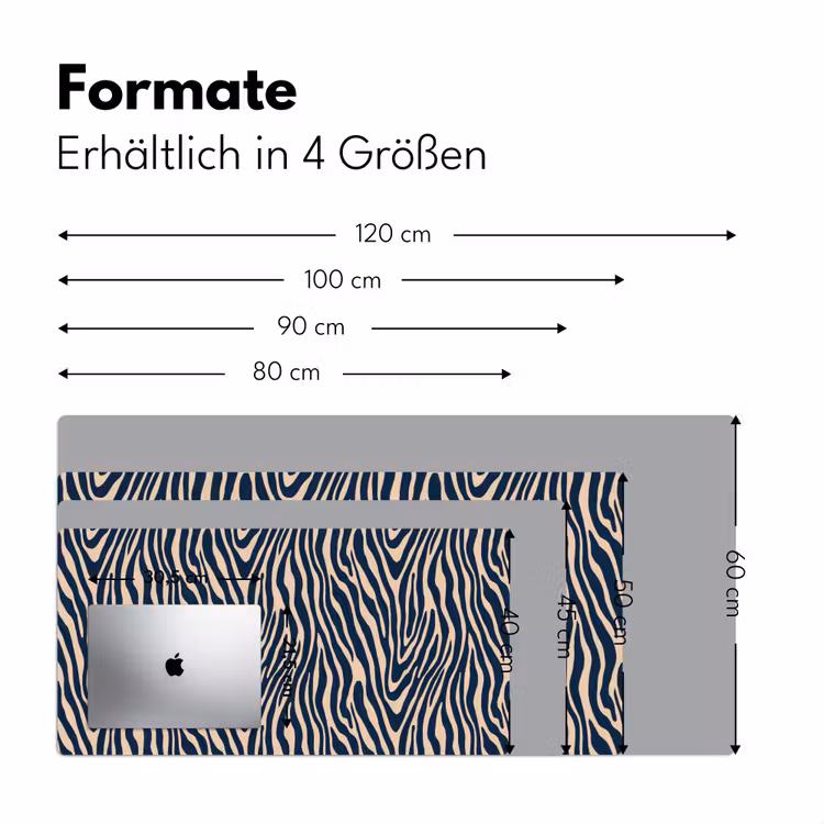 Zebra - Patroon - Blauw - Beige Muismat XXL klein 681 -ysfeer5_duits