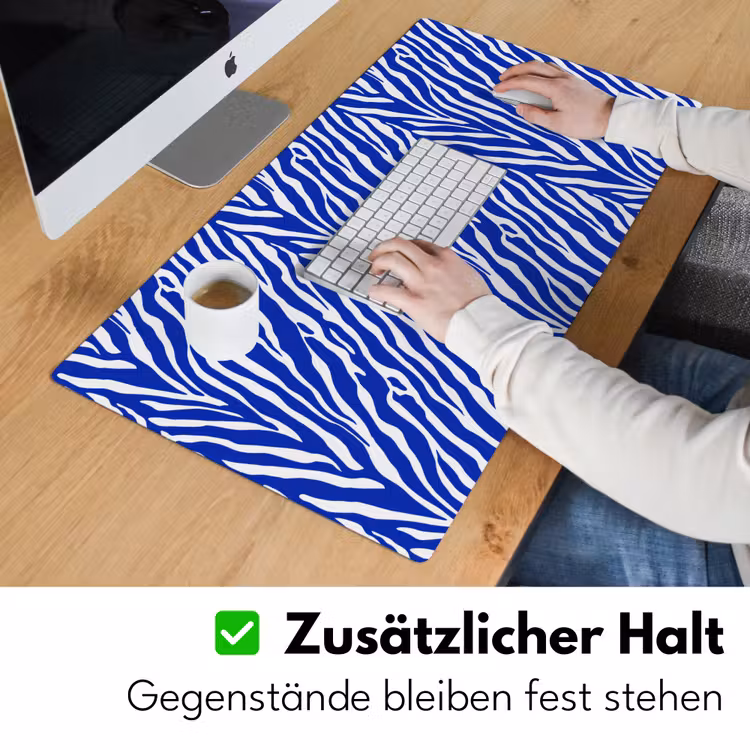 Zebra - Patroon - Kobalt - Blauw Muismat XXL klein 681 -ysfeer3_duits
