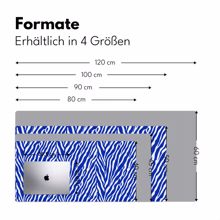 Zebra - Patroon - Kobalt - Blauw Muismat XXL klein 681 -ysfeer5_duits