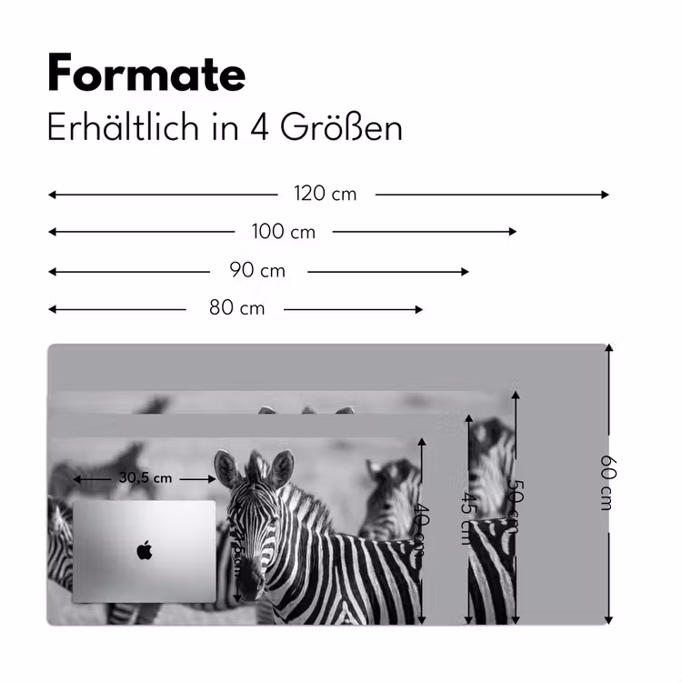 Zebra's - Zwart - Wit Muismat XXL klein -ysfeer5_duits