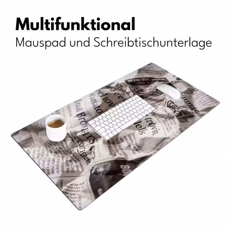 Krant - Gekreukeld - Textuur - Vintage - Zwart-wit Muismat XXL klein -ysfeer4_duits