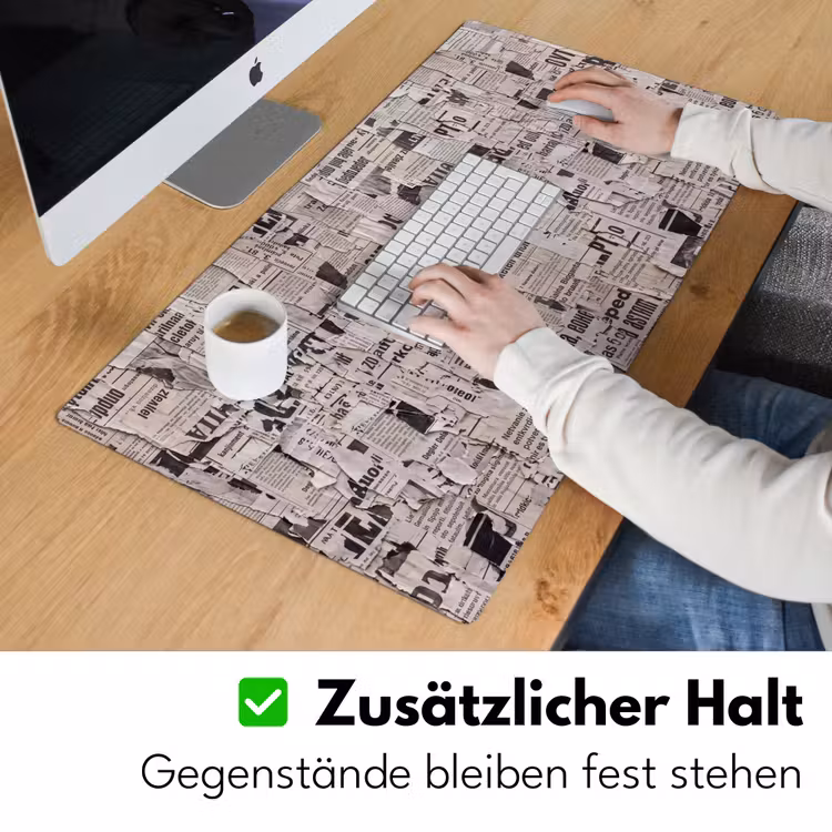 Krant - Gescheurd - Textuur - Abstract - Zwart-wit Muismat XXL klein -ysfeer3_duits