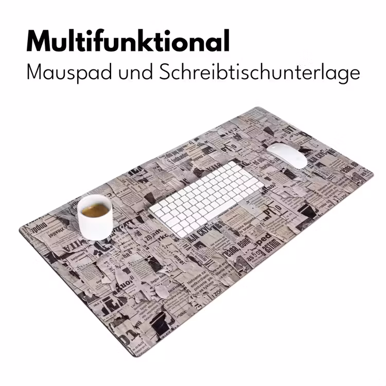 Krant - Gescheurd - Textuur - Abstract - Zwart-wit Muismat XXL klein -ysfeer4_duits