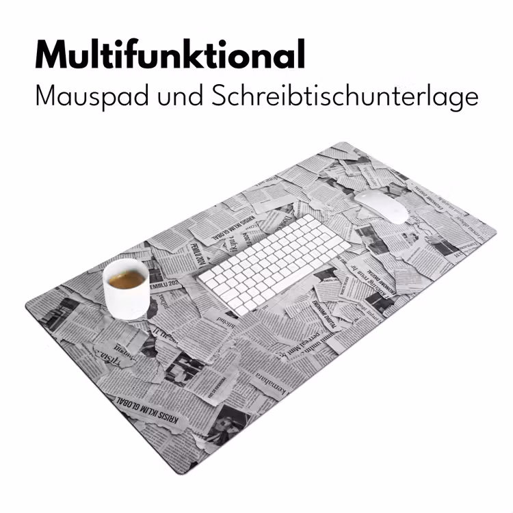 Krant - Versnipperd - Textuur - Zwart-wit - Abstract Muismat XXL klein -ysfeer4_duits