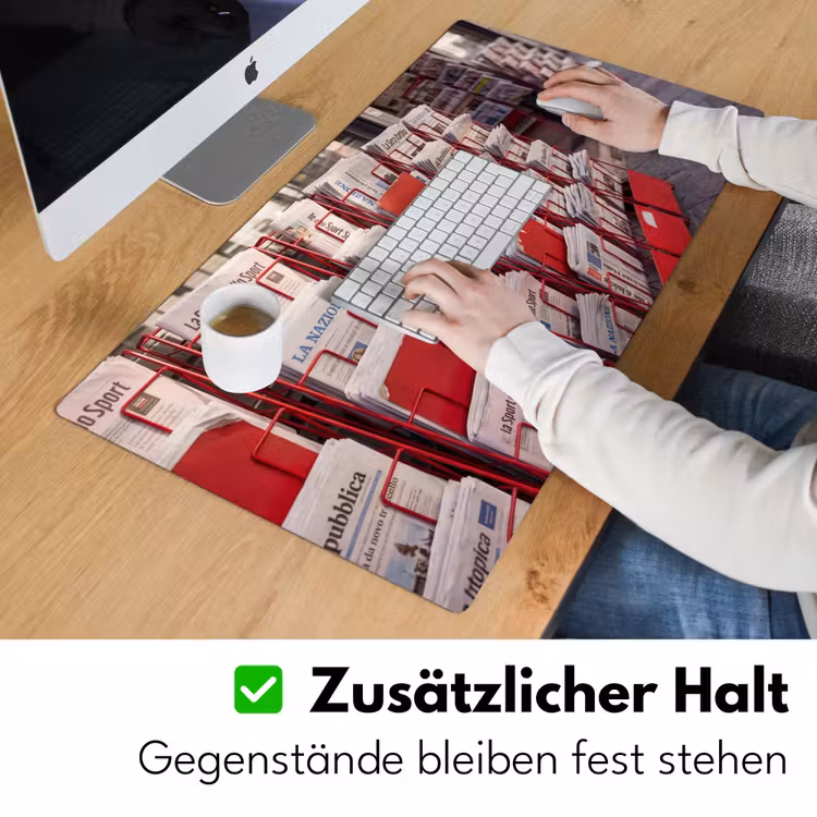 Kranten - Rek - Stedelijk - Dagelijks leven - Rood Muismat XXL klein -ysfeer3_duits