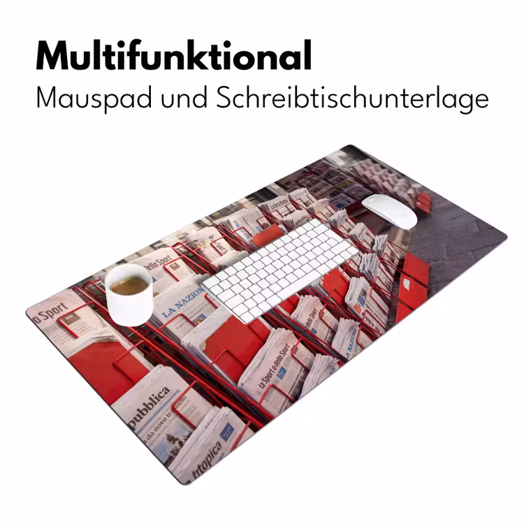 Kranten - Rek - Stedelijk - Dagelijks leven - Rood Muismat XXL klein -ysfeer4_duits