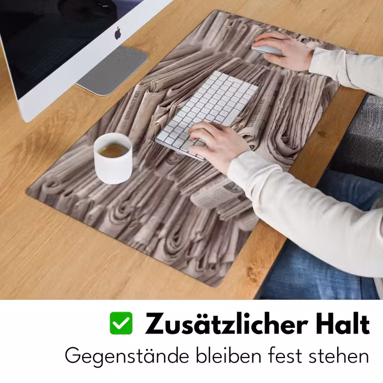 Kranten - Stapel - Nieuws - Vintage - Beige Muismat XXL klein -ysfeer3_duits