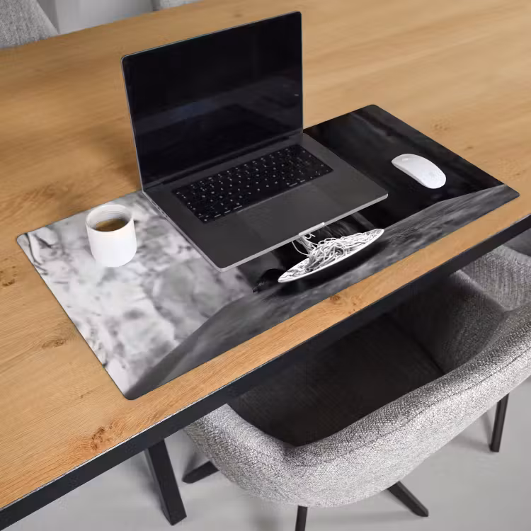 Geit - Bord - Spaghetti - Zwart Wit Muismat XXL klein -sfeer1