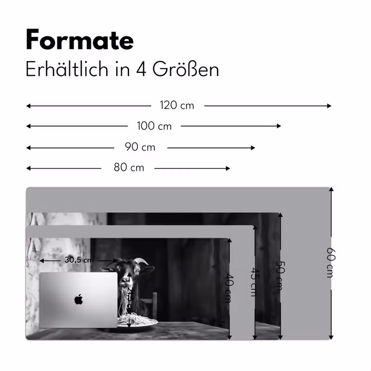 Geit - Bord - Spaghetti - Zwart Wit Muismat XXL klein -ysfeer5_duits