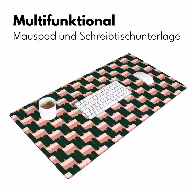 Vlechtpatroon - Groen - Roze - Geometrisch Muismat XXL klein 681 -ysfeer4_duits