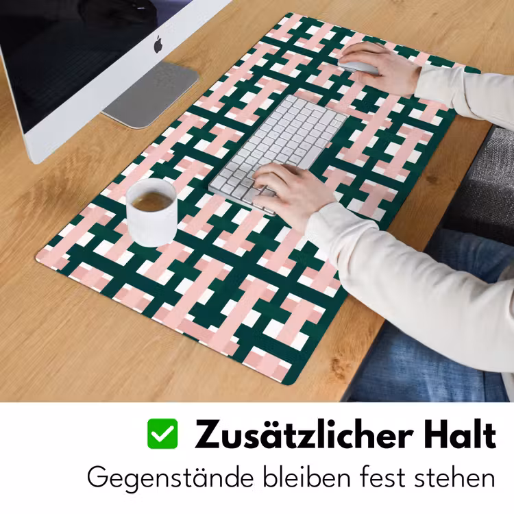 Vlechtpatroon - Groen - Roze - Grafisch Muismat XXL klein 681 -ysfeer3_duits