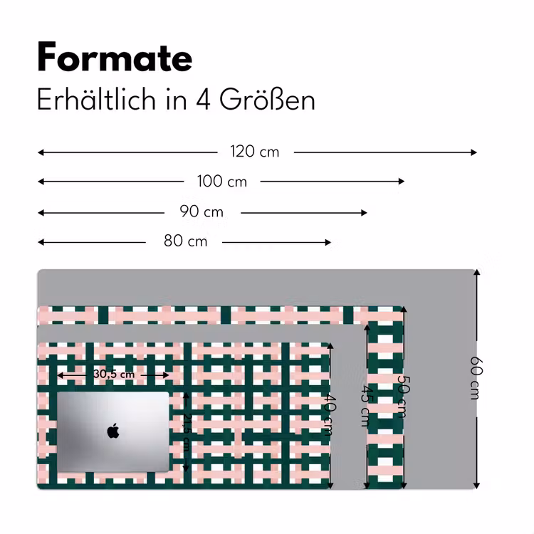Vlechtpatroon - Groen - Roze - Grafisch Muismat XXL klein 681 -ysfeer5_duits