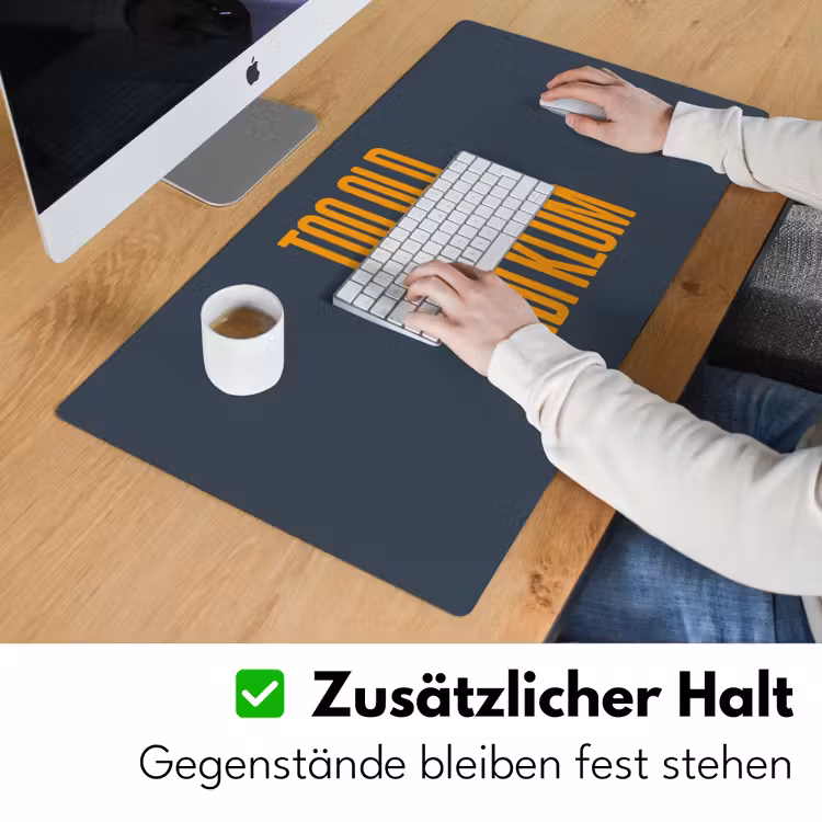 Too old for heidi klum - Geel - Blauw Muismat XXL klein -ysfeer3_duits