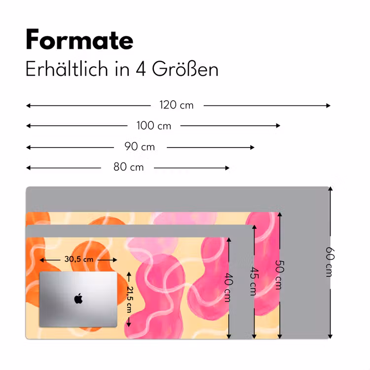Schreibtischunterlage - Zusammenfassung – Aquarell – Organisch – Orange – Rosa - Abstract - Aquarel - Organisch - Oranje - Roze Muismat XXL klein