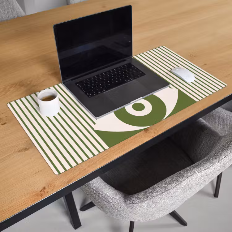 Schreibtischunterlage - Zusammenfassung – Auge – Streifen – Modern – Grün - Abstract - Oog - Strepen - Modern - Groen Muismat XXL klein