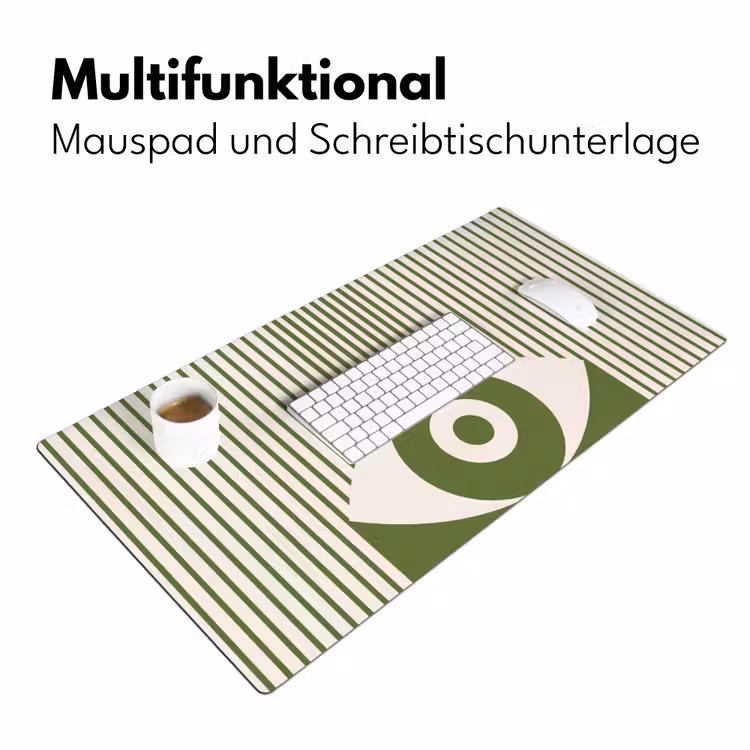 Schreibtischunterlage - Zusammenfassung – Auge – Streifen – Modern – Grün - Abstract - Oog - Strepen - Modern - Groen Muismat XXL klein