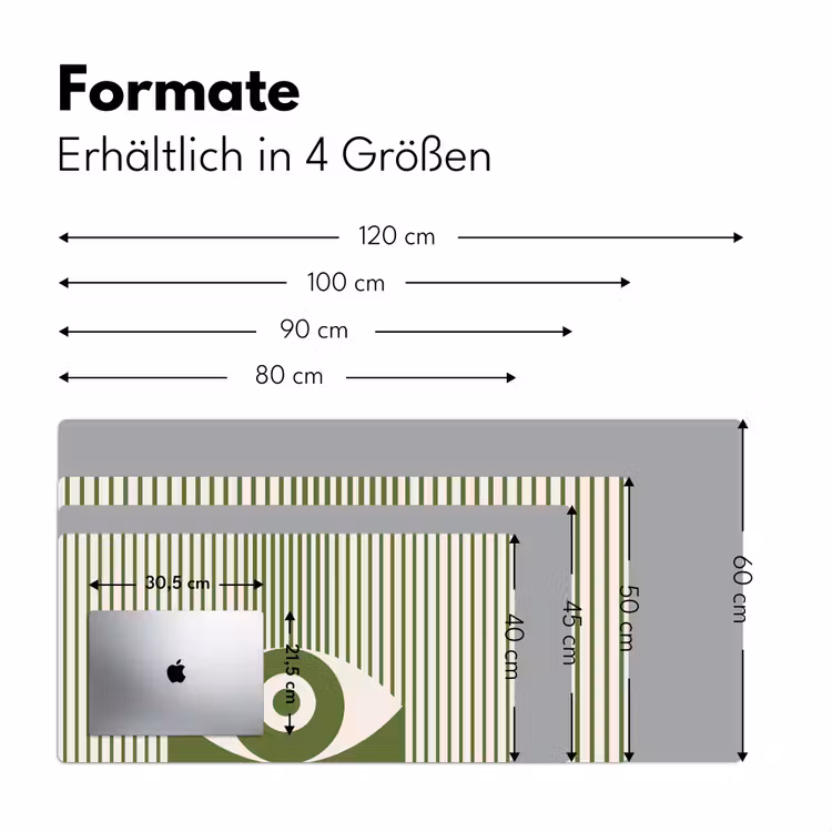 Schreibtischunterlage - Zusammenfassung – Auge – Streifen – Modern – Grün - Abstract - Oog - Strepen - Modern - Groen Muismat XXL klein