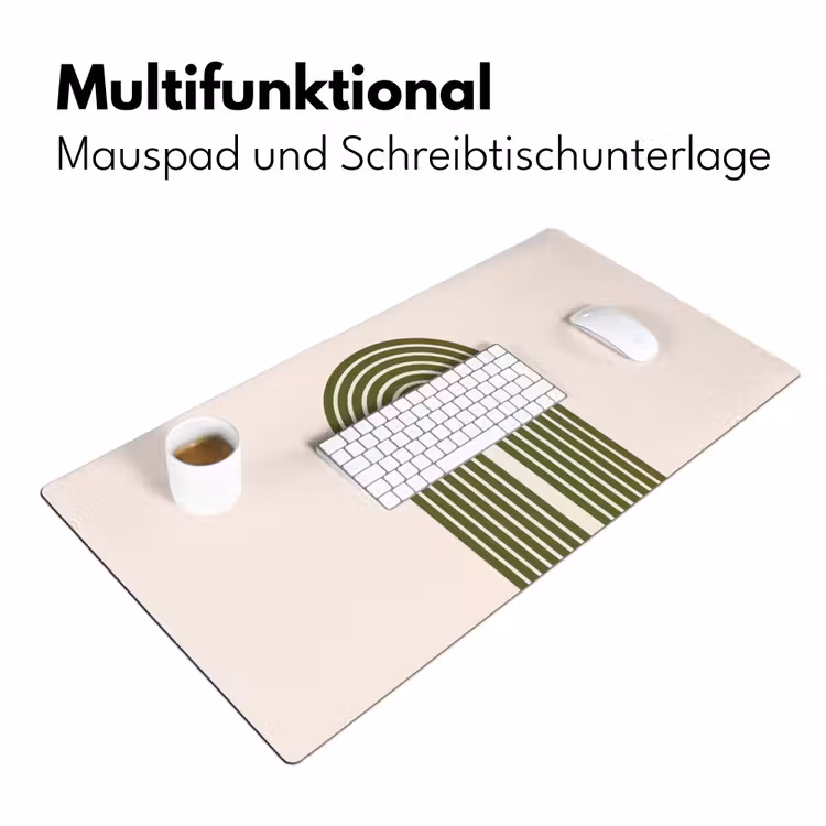 Schreibtischunterlage - Zusammenfassung – Bögen – Modern – Grün – Kunst - Abstract - Bogen - Modern - Groen - Kunst Muismat XXL klein
