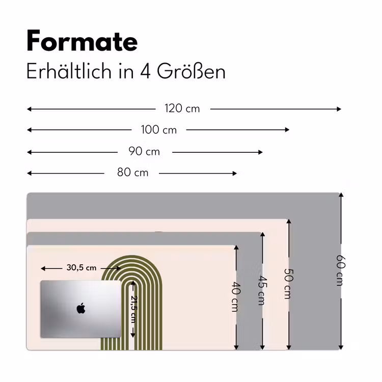 Schreibtischunterlage - Zusammenfassung – Bögen – Modern – Grün – Kunst - Abstract - Bogen - Modern - Groen - Kunst Muismat XXL klein