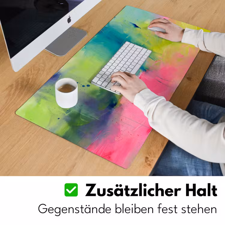 Abstract - Kleuren - Modern - Groen - Roze Muismat XXL klein -ysfeer3_duits