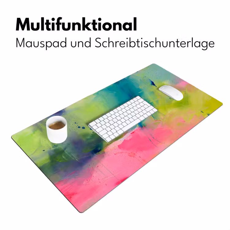 Abstract - Kleuren - Modern - Groen - Roze Muismat XXL klein -ysfeer4_duits