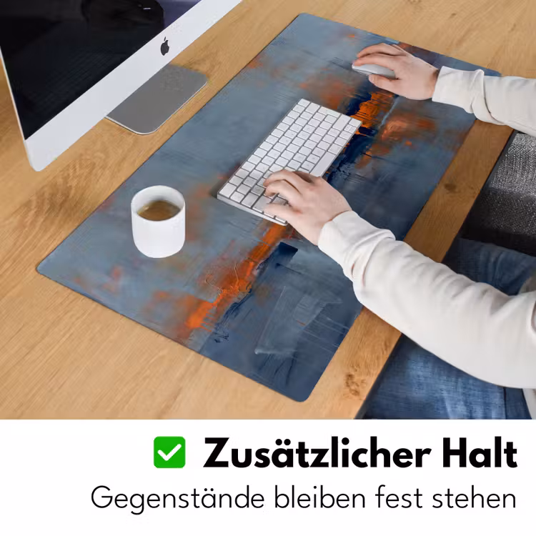 Abstract - Kleuren - Modern - Oranje - Grijs Muismat XXL klein -ysfeer3_duits