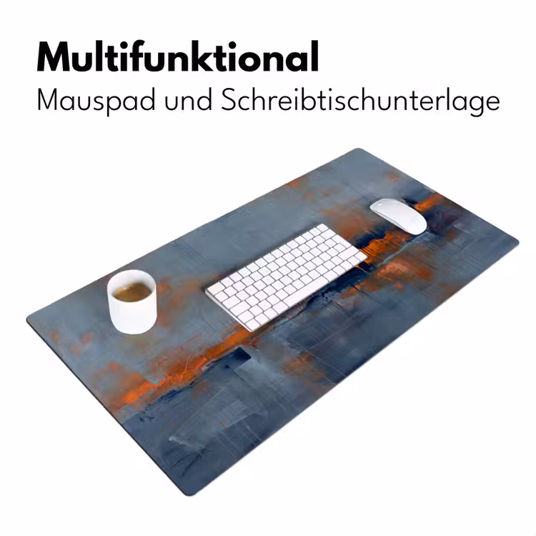 Abstract - Kleuren - Modern - Oranje - Grijs Muismat XXL klein -ysfeer4_duits
