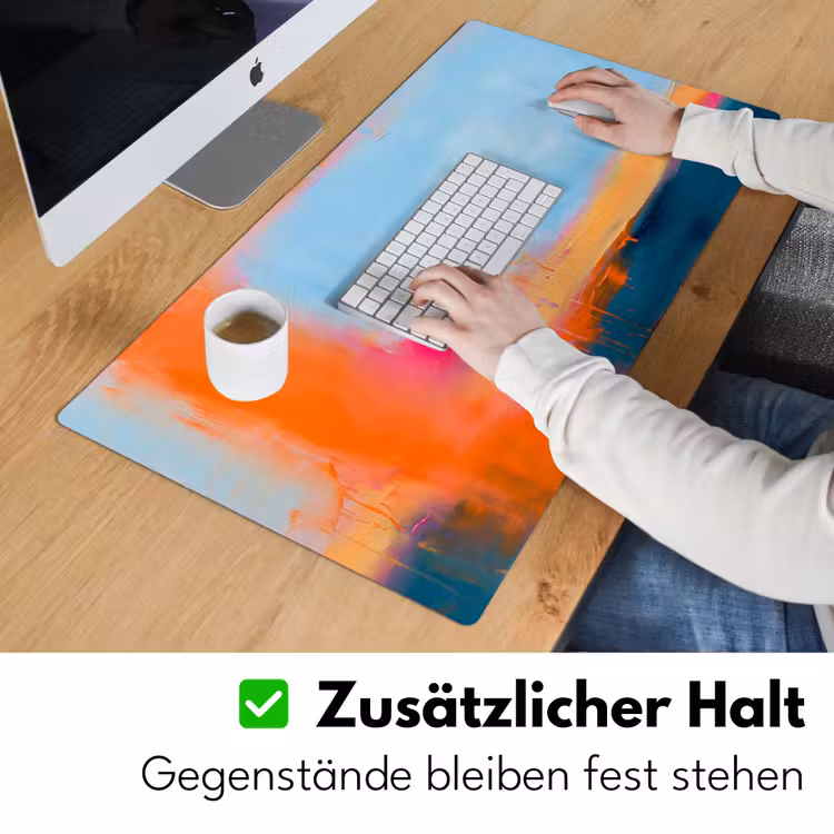 Abstract - Kleurvlakken - Modern - Oranje - Blauw Muismat XXL klein -ysfeer3_duits