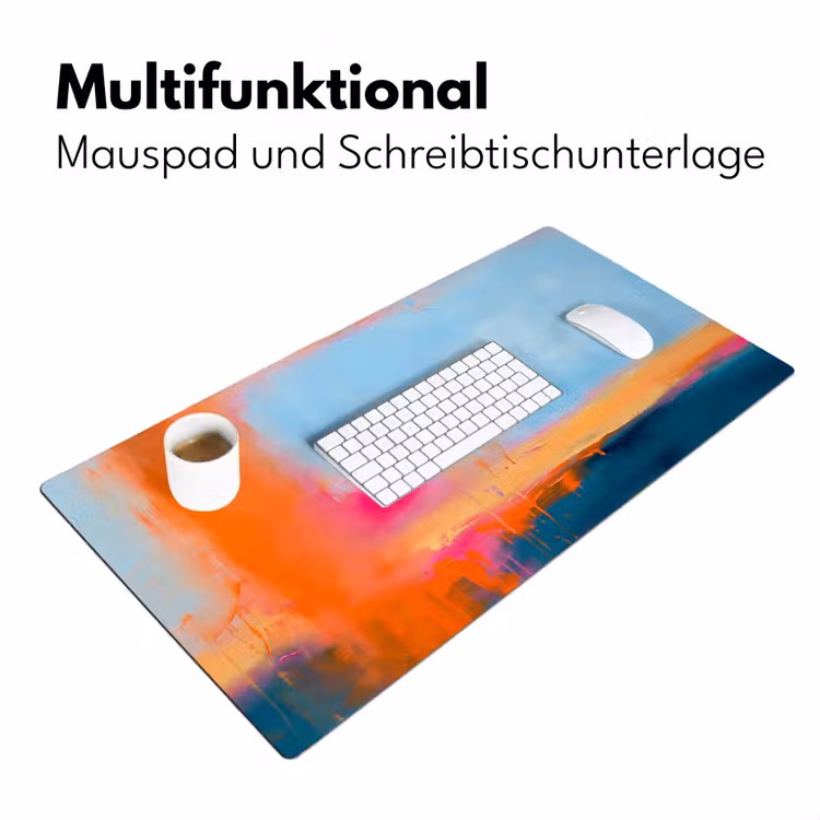 Abstract - Kleurvlakken - Modern - Oranje - Blauw Muismat XXL klein -ysfeer4_duits