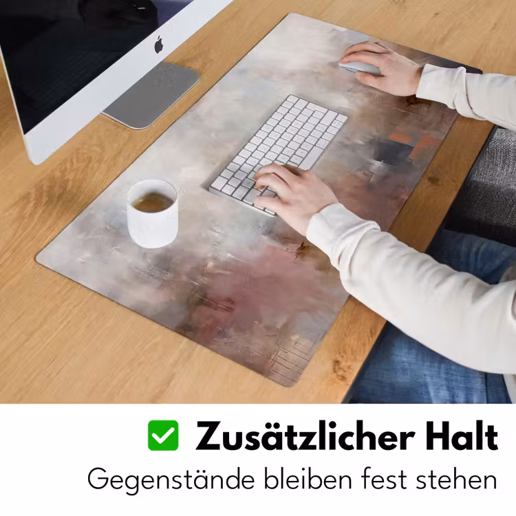 Abstract - Vloeiend - Kunst - Modern - Beige Muismat XXL klein -ysfeer3_duits