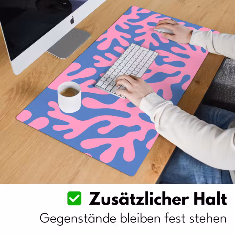 Schreibtischunterlage - Zusammenfassung – Formen – Rosa – Blau - Abstract - Vormen - Roze - Blauw Muismat XXL klein