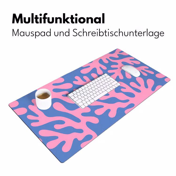 Schreibtischunterlage - Zusammenfassung – Formen – Rosa – Blau - Abstract - Vormen - Roze - Blauw Muismat XXL klein