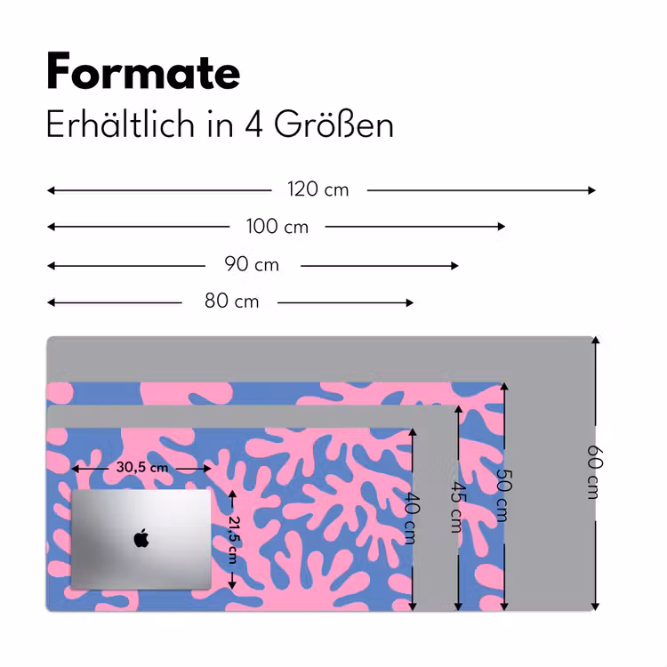 Schreibtischunterlage - Zusammenfassung – Formen – Rosa – Blau - Abstract - Vormen - Roze - Blauw Muismat XXL klein