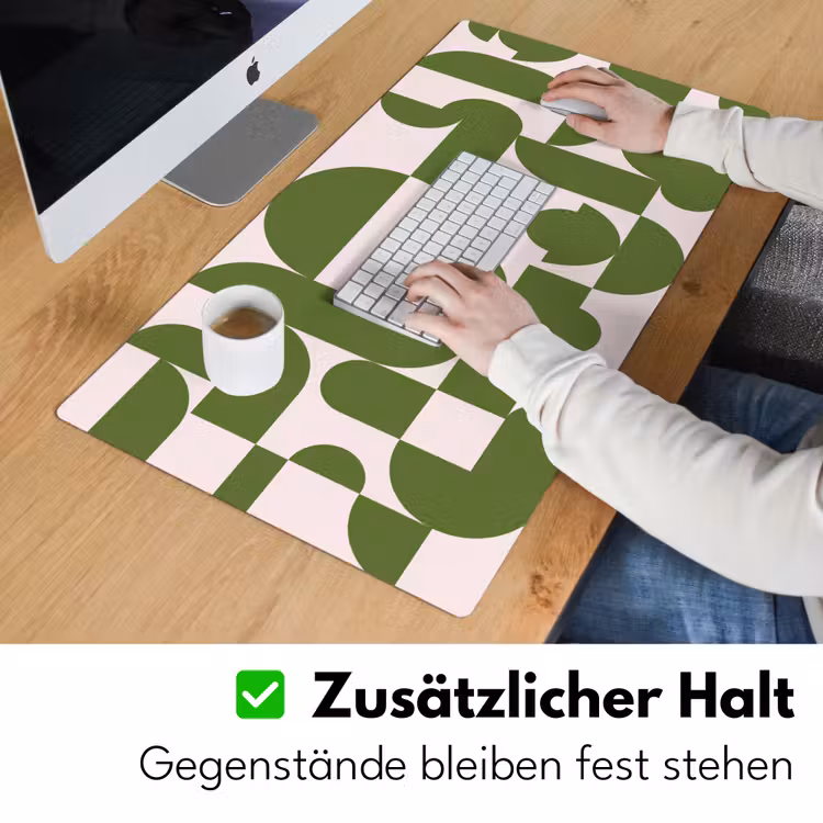 Schreibtischunterlage - Zusammenfassung – Geometrie – Modern – Grün – Weiß - Abstract - Geometrie - Modern - Groen - Wit Muismat XXL klein