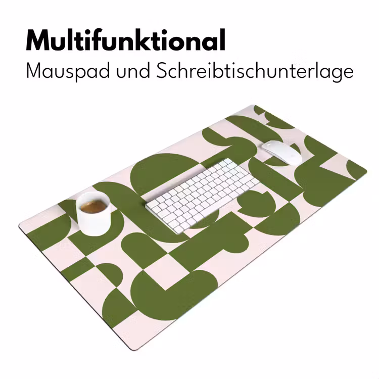 Schreibtischunterlage - Zusammenfassung – Geometrie – Modern – Grün – Weiß - Abstract - Geometrie - Modern - Groen - Wit Muismat XXL klein