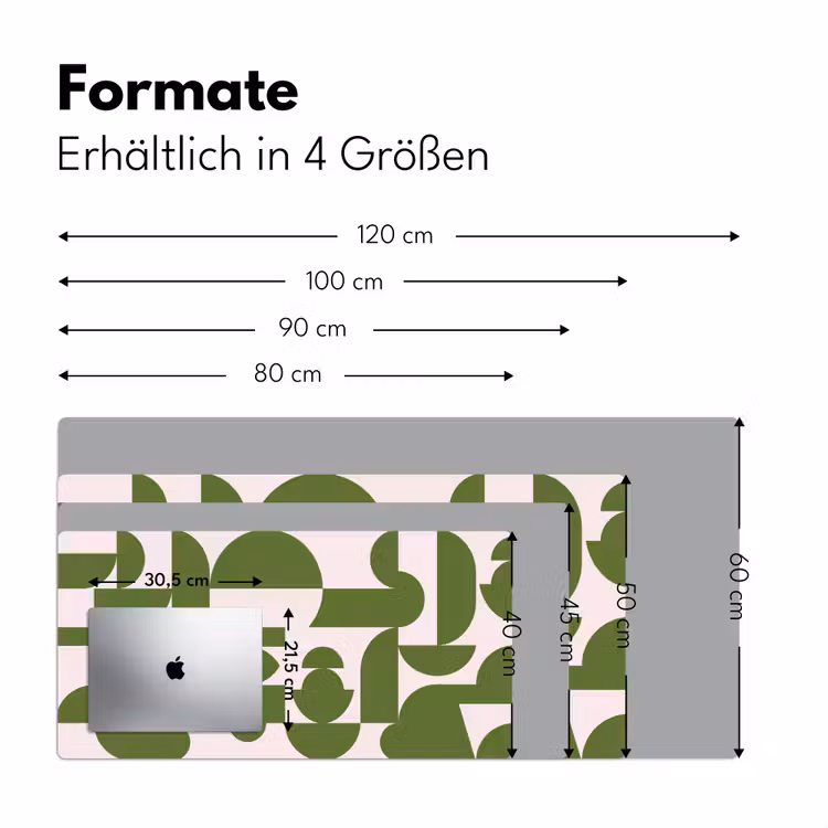 Schreibtischunterlage - Zusammenfassung – Geometrie – Modern – Grün – Weiß - Abstract - Geometrie - Modern - Groen - Wit Muismat XXL klein