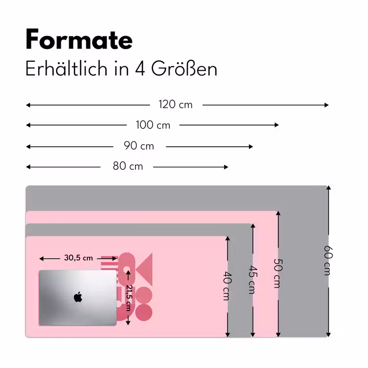Schreibtischunterlage - Zusammenfassung – Geometrisch – Formen – Rosa - Abstract - Geometrisch - Vormen - Roze Muismat XXL klein