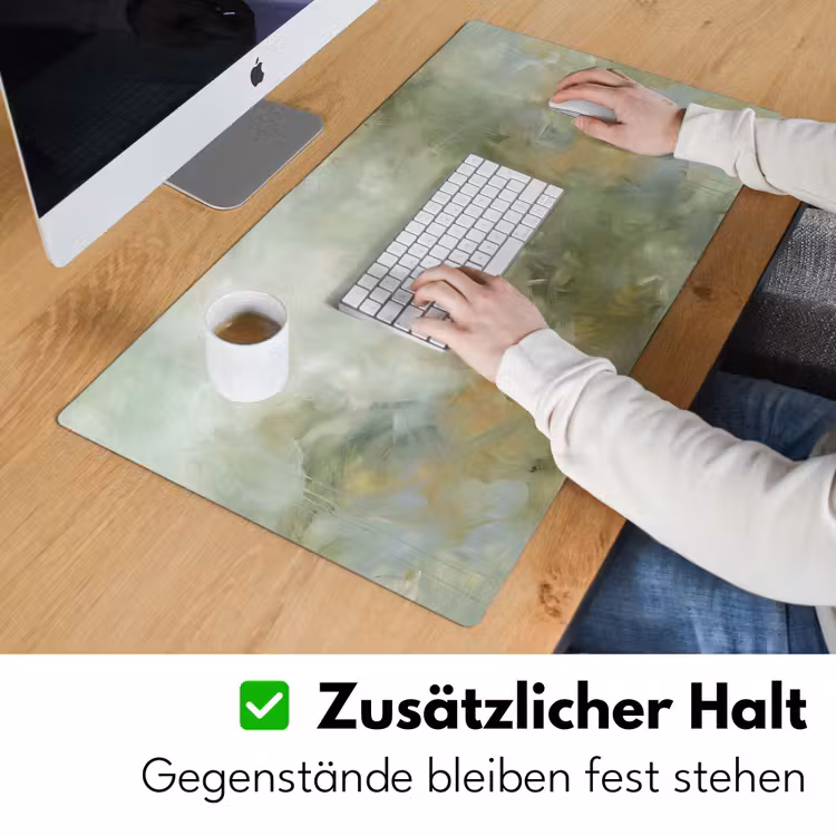 Abstract - Groen - Beige - Modern - Kunst Muismat XXL klein -ysfeer3_duits