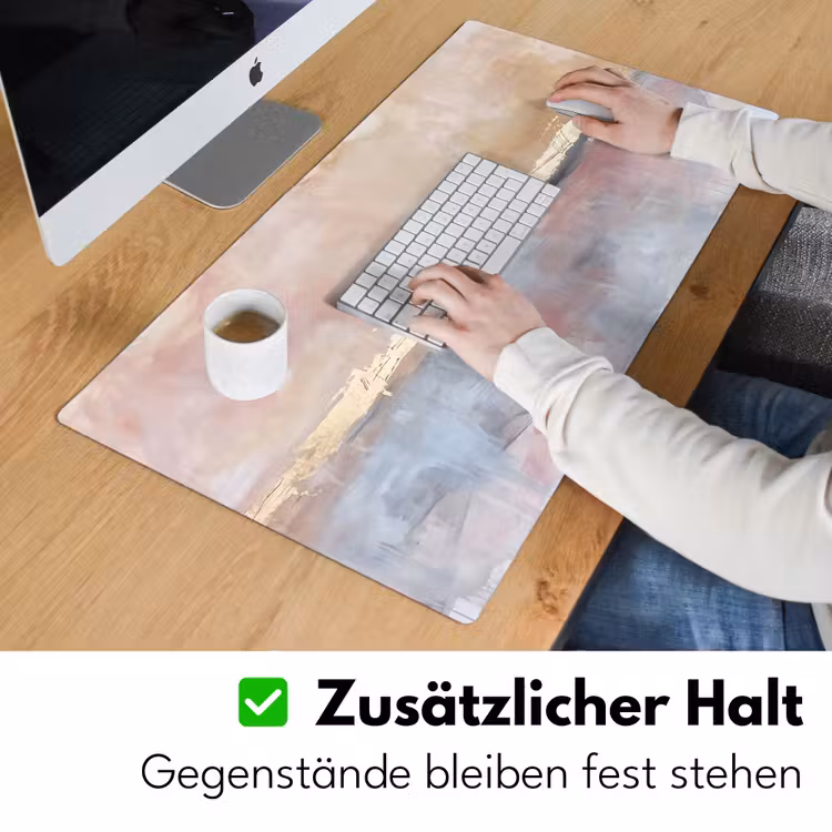 Abstract - Horizontaal - Kunst - Roze - Goud Muismat XXL klein -ysfeer3_duits