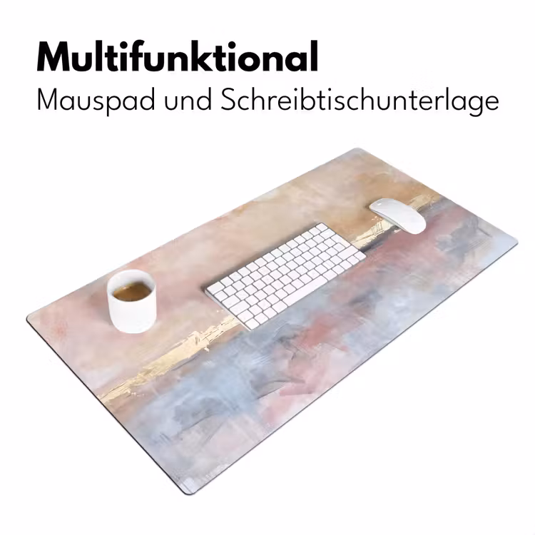 Abstract - Horizontaal - Kunst - Roze - Goud Muismat XXL klein -ysfeer4_duits
