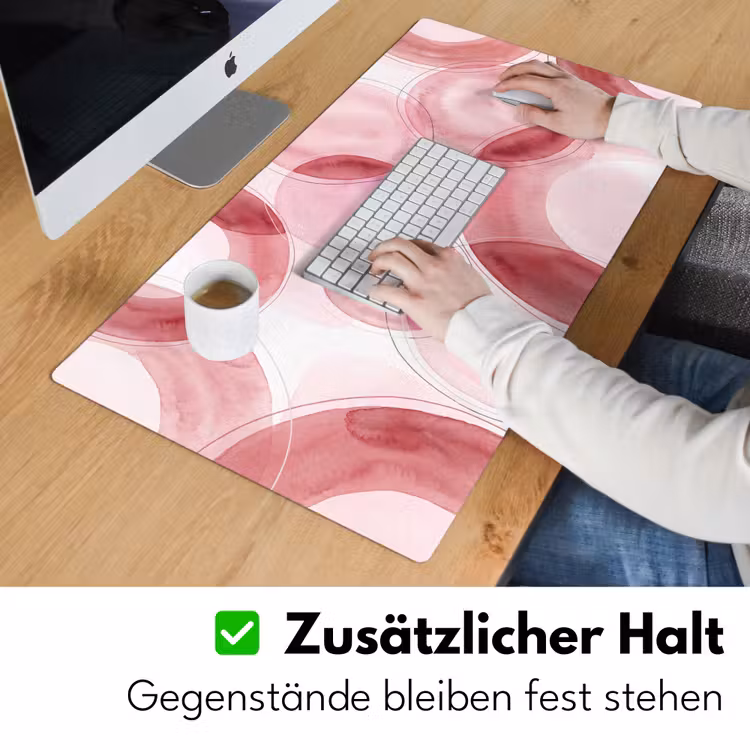Schreibtischunterlage - Zusammenfassung – Kreise – Modern – Rosa – Kunst - Abstract - Cirkels - Modern - Roze - Kunst Muismat XXL klein
